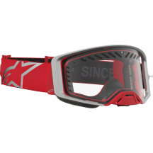 Gafas Alpinestars Supertech Dura Air Fluid — Rojo, plata, lente transparente