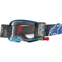 Alpinestars Supertech Firma Roll-Off Goggles — Blue, Silver, Clear Lens