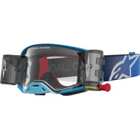 Alpinestars Supertech Firma Roll-Off Goggles — Blue, Silver, Clear Lens
