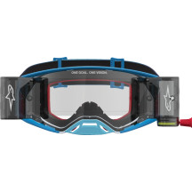 Alpinestars Supertech Firma Roll-Off Goggles — Blue, Silver, Clear Lens