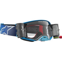 Alpinestars Supertech Firma Roll-Off Goggles — Blue, Silver, Clear Lens