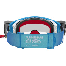 Alpinestars Supertech Firma Roll-Off Goggles — Blue, Silver, Clear Lens