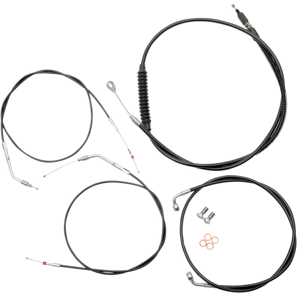 Standard Black Vinyl Handlebar Cable/Brake Line Kit — fits Ape Hanger, standard height