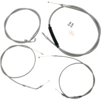 Standard Stainless Braided Handlebar Cable/Brake Line Kit — 15"–17" fit, Ape Hanger, Natural clear-coated