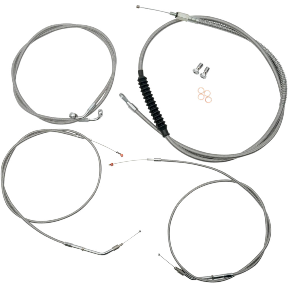 Standard Stainless Braided Handlebar Cable/Brake Line Kit — fits 12"–14" ape hanger, non-ABS