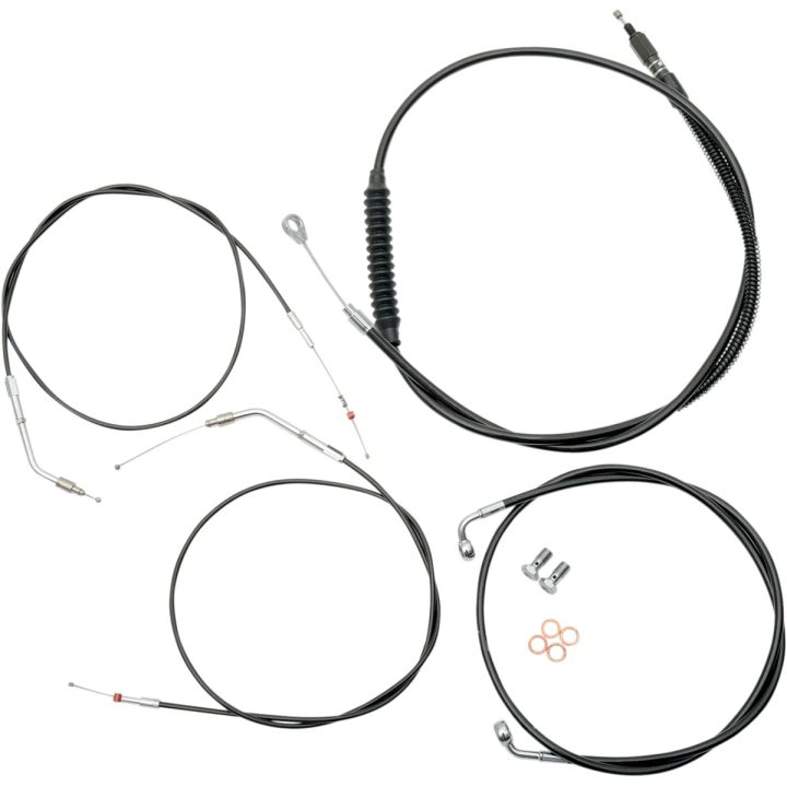 Kit estándar de cables/líneas de freno para manillar de vinilo negro — Ape Hanger, altura estándar, ABS/No ABS