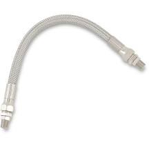 Universal Stainless Steel Braided Oil Line — 10" length, 1/8" NPT fitting, 11/32" ID, Chrome