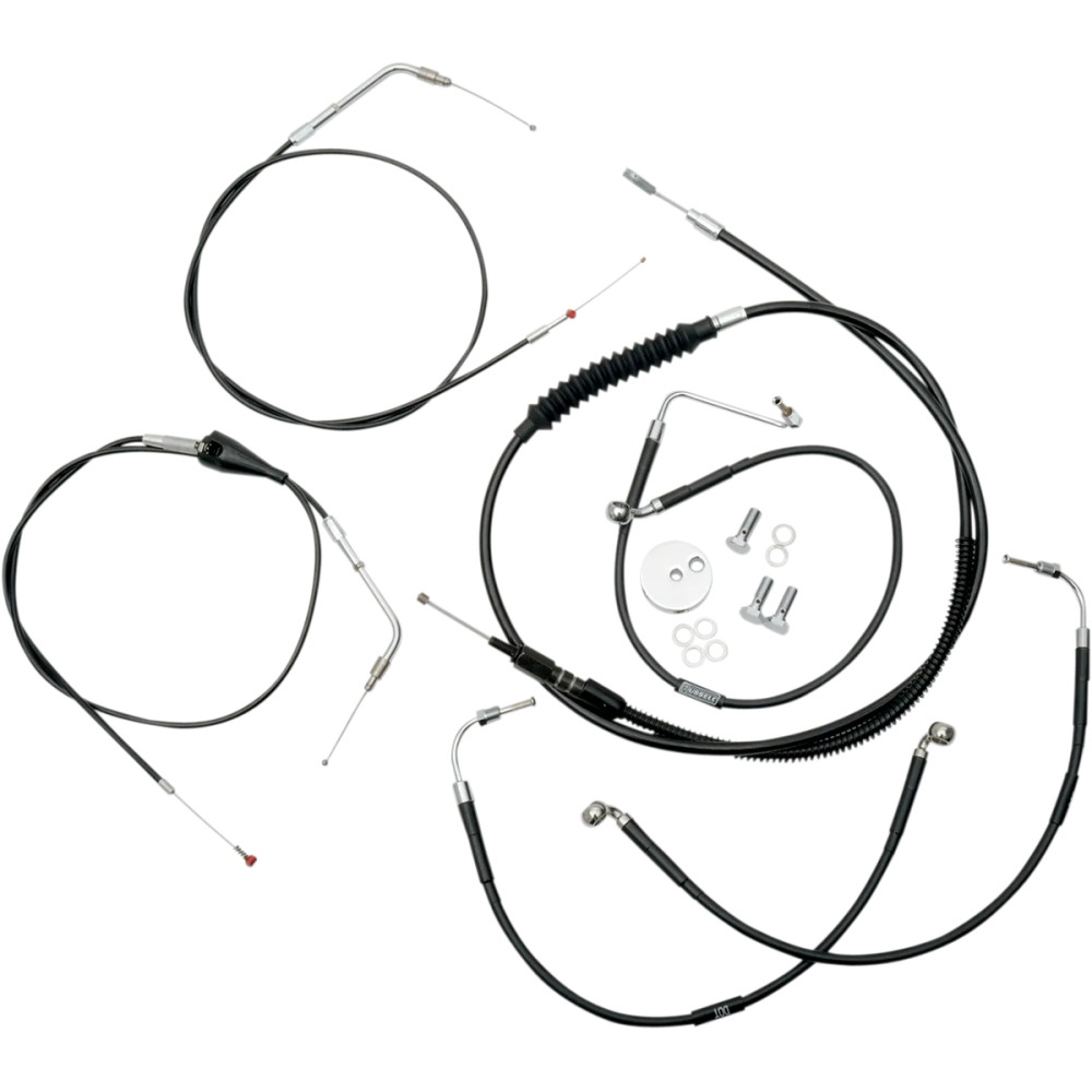 Standard Black Vinyl Handlebar Cable/Brake Line Kit — Black, standard fit, Ape Hanger, Mini