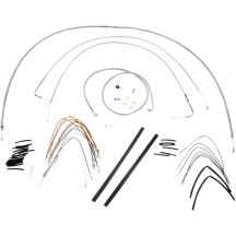 Kit completo de cables y latiguillos trenzados de acero inoxidable para manillar — elevadores 14" (35,5 cm), manillar ape hanger