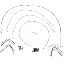 Complete Stainless Braided Handlebar Cable/Brake Line Kit — 16" (40.5 cm) handlebar height, Ape Hanger, silver
