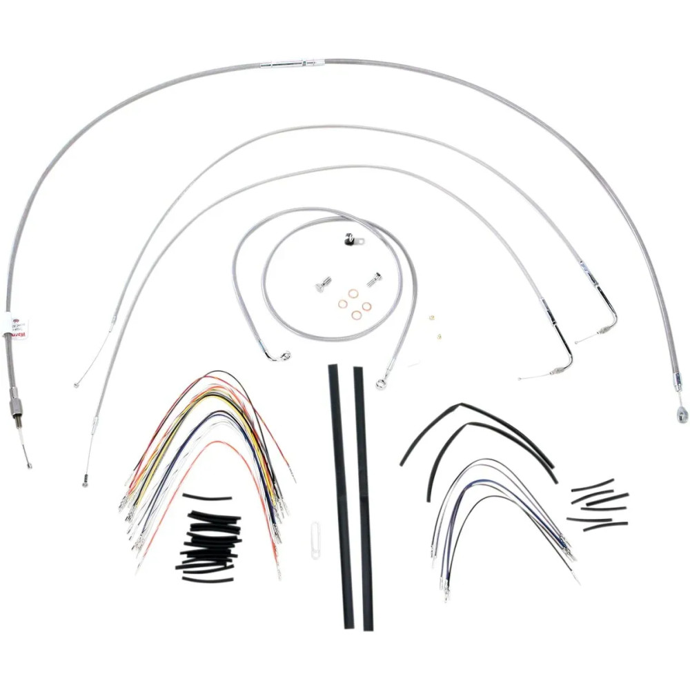 Kit completo de cables trenzados de acero inoxidable para manillar y líneas de freno — Ape hanger, 40.5 cm (16")