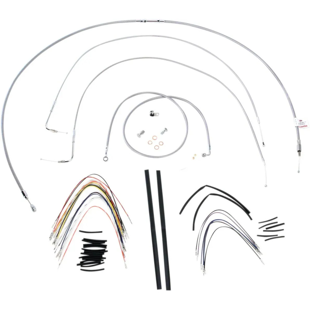Kit completo de cables trenzados de acero inoxidable para manillar — ajuste ape hanger, 45,5 cm (18")