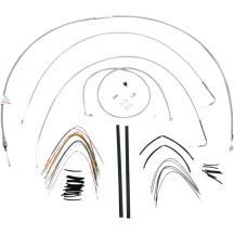 Kit completo de cables/latiguillos trenzados de acero inoxidable — apto para ape hanger, 18" de altura, plateado