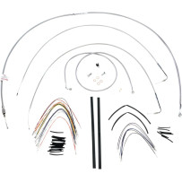 Kit completo de cables/latiguillos trenzados de acero inoxidable — apto para ape hanger, 18" de altura, plateado