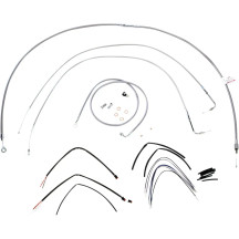 Complete Stainless Braided Handlebar Cable/Brake Line Kit — Fits 14" handlebar, Ape Hanger, Natural Silver