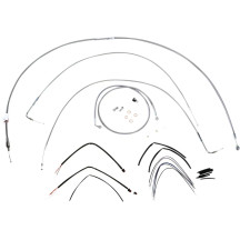 Complete Stainless Braided Handlebar Cable/Brake Line Kit — 16" fit, Ape Hanger, Non-ABS, Silver