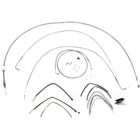 Kit completo trenzado de cables para manillar y freno de acero inoxidable — ajuste 16", Ape Hanger, sin ABS, plata