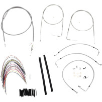 Kit completo de cables trenzados de acero inoxidable para manillar y línea de freno — 35.5 cm (14") ape hanger, plateado