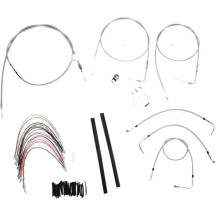 Complete Stainless Braided Handlebar Cable/Brake Line Kit — fits 16" Ape Hanger, Silver