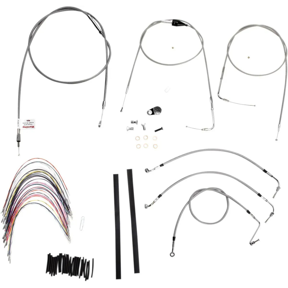 Kit completo de cables y líneas de freno trenzadas de acero inoxidable para manillar — ajuste para manillar de 35.5 cm (14"), pl