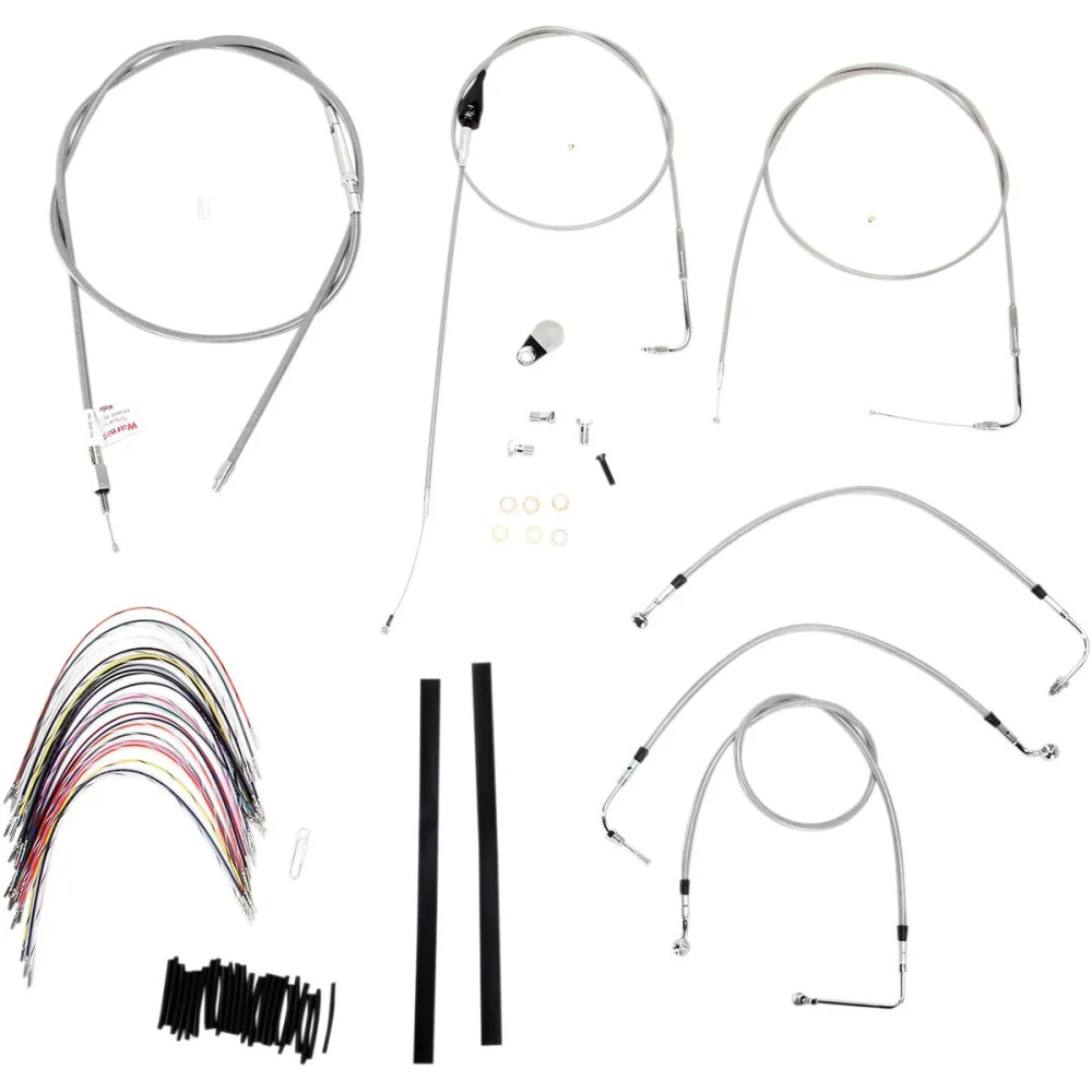 Kit completo de cables/latiguillos trenzados de acero inoxidable — separadores 2", Ape Hanger 16", sin ABS