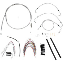 Complete Stainless Braided Handlebar Cable/Brake Line Kit — 16" handlebar height, Ape Hanger fit, Silver