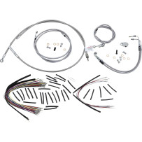 Complete Stainless Braided Handlebar Cable/Brake Line Kit — 18" Ape Hanger, Silver