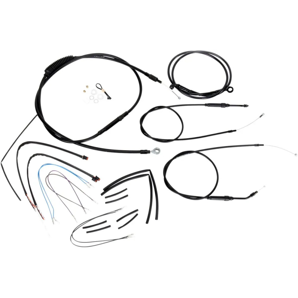 Complete Black Vinyl Handlebar Cable/Line Kit for Ape Hangers — 12" handlebar height