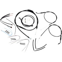 Complete Black Vinyl Handlebar Cable/Line Kit for Ape Hangers — 35.5 cm (14"), Ape Hanger, Black