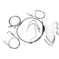 Complete Black Vinyl Handlebar Cable/Line Kit for Ape Hangers — Fits 14" risers