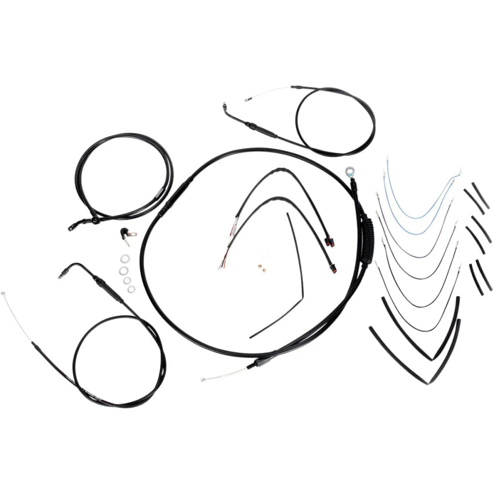 Complete Black Vinyl Handlebar Cable/Line Kit for Ape Hangers — Fits 14" risers