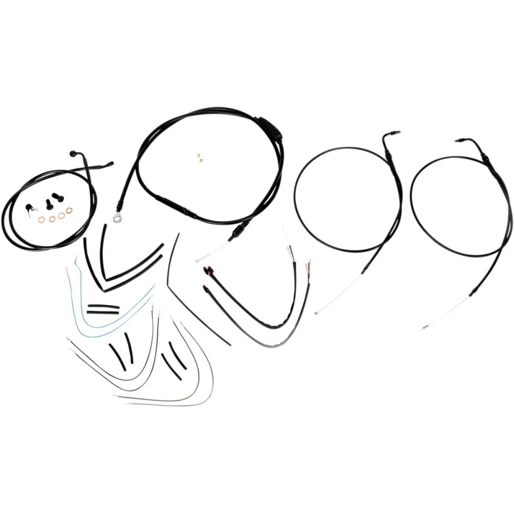 Complete Black Vinyl Handlebar Cable/Line Kit for Ape Hangers — 16" fit, Ape Hanger, Black