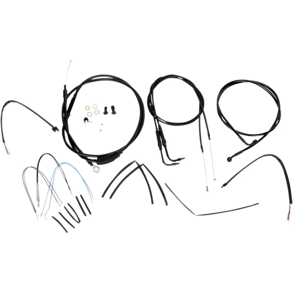 Complete Black Vinyl Handlebar Cable/Line Kit for Ape Hangers — 18" height, Ape hanger, Black