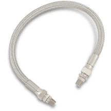 Universal Stainless Steel Braided Oil Line — 8.7 mm (11/32") ID, 38 cm (15") length, 1/8" NPT fitting, chrome