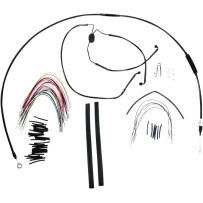 Complete Black Vinyl Handlebar Cable/Line Kit for Ape Hangers — 38 cm (15") height, Black