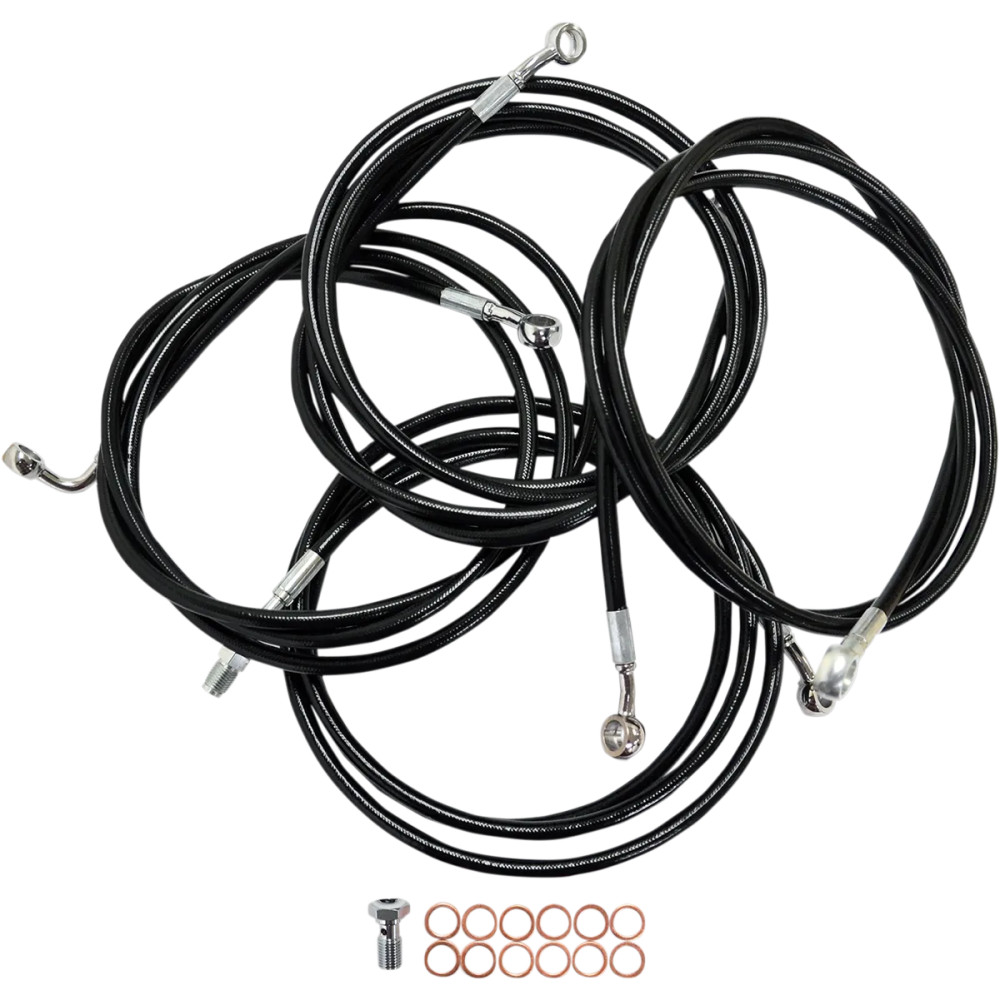 Standard Black Vinyl Handlebar Cable/Brake Line Kit — Fits 12"–14" (30.5–35.5 cm) Ape Hanger