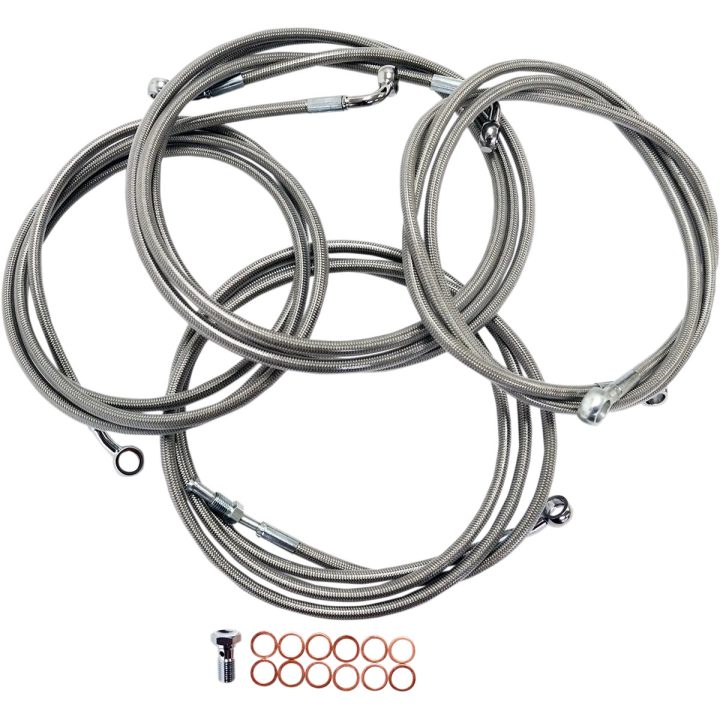 Kit estándar trenzado de acero inoxidable para cables y líneas de freno de manillar — Ape Hanger, Compatible con 18"-20", Platea