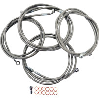 Standard Stainless Braided Handlebar Cable/Brake Line Kit — Ape Hanger, Fits 18"-20", Silver