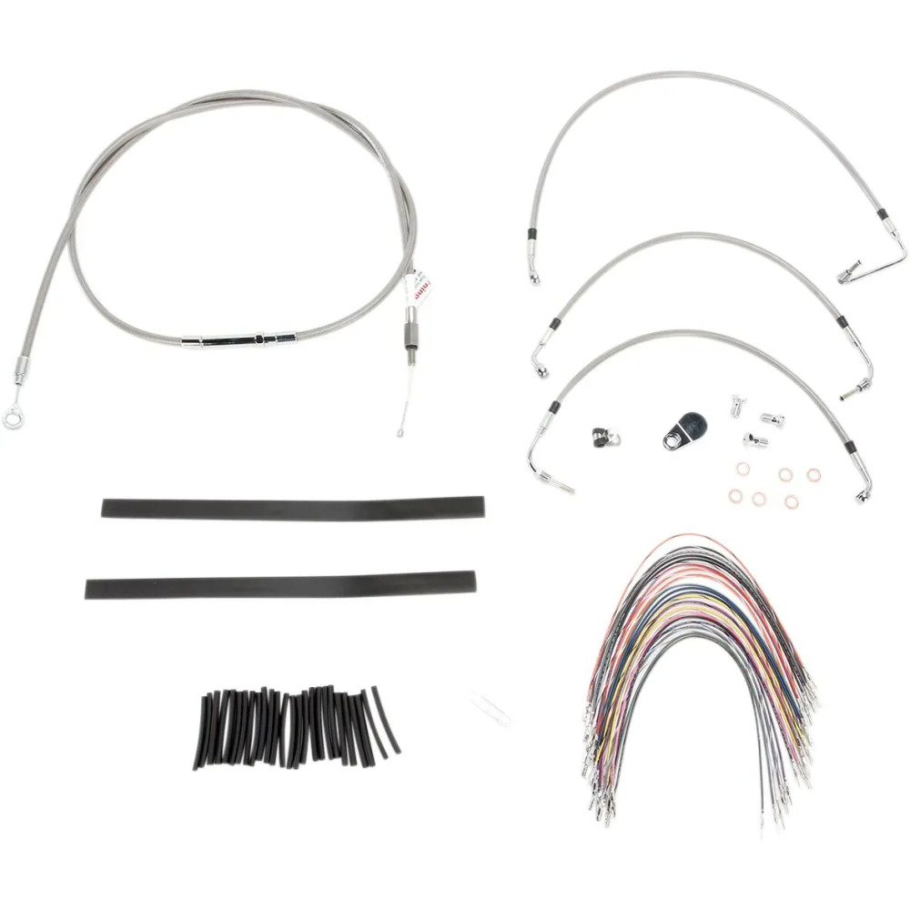 Kit completo de cables de manillar y líneas de freno trenzadas de acero inoxidable — ajuste 33 cm (13"), separadores de 2", ape 