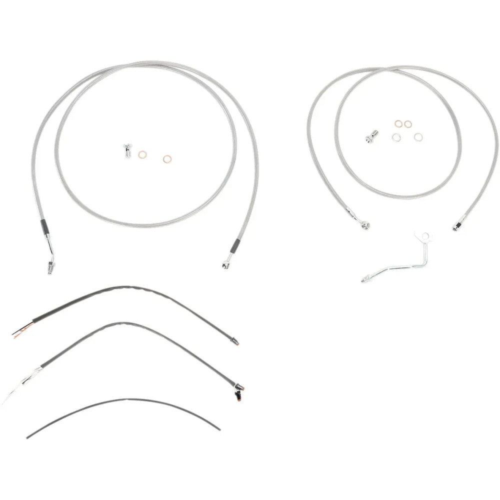 Kit completo de cables y líneas de freno trenzadas de acero inoxidable — para manillares Ape Hanger de 33 cm (13")