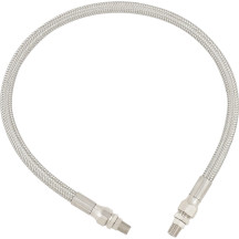 Universal Stainless Steel Braided Oil Line — 22" length, 8.7 mm ID, 1/8" NPT fittings, chrome
