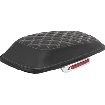 Lattice Stitched Saddlebag Lid Covers — Black, White Stitching, Pair