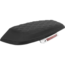 Lattice Stitched Saddlebag Lid Covers — Black, Gray Stitching, Pair