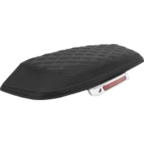 Lattice Stitched Saddlebag Lid Covers — Black, Gray Stitching, Pair
