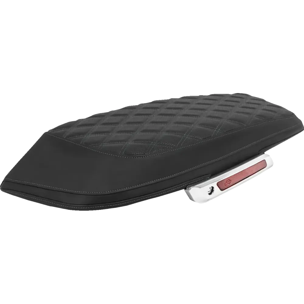 Lattice Stitched Saddlebag Lid Covers — Black, Gray Stitching, Pair