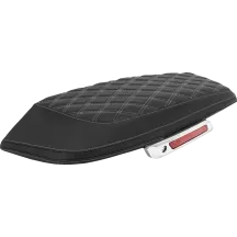 Lattice Stitched Saddlebag Lid Covers — Black, Silver Stitching, Pair