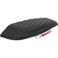 Lattice Stitched Saddlebag Lid Covers — Black, Silver Stitching, Pair