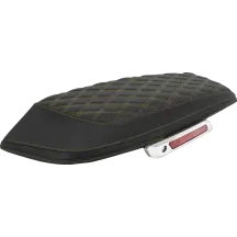 Lattice Stitched Saddlebag Lid Covers — Black, Gold Stitching, Pair