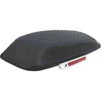 Dragon Scale Saddlebag Lid Covers — Pair, Black, Blue Stitching