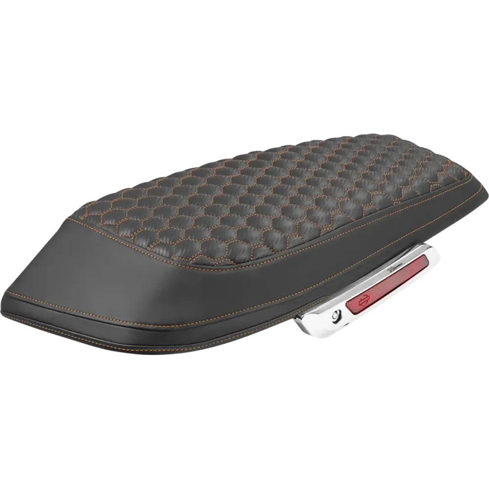 Saddlebag Lid Covers — Black, Orange Stitching, Pair